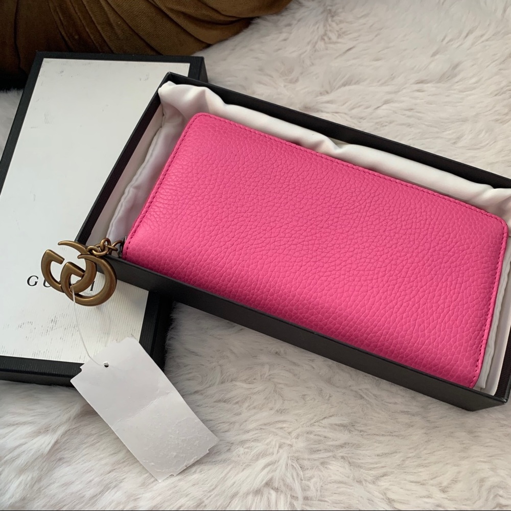 Gucci long zip around wallet, pink